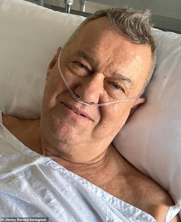 Jimmy Barnes (pictured) has given fans a health update following major hip surgery last month to relieve years of chronic pain.