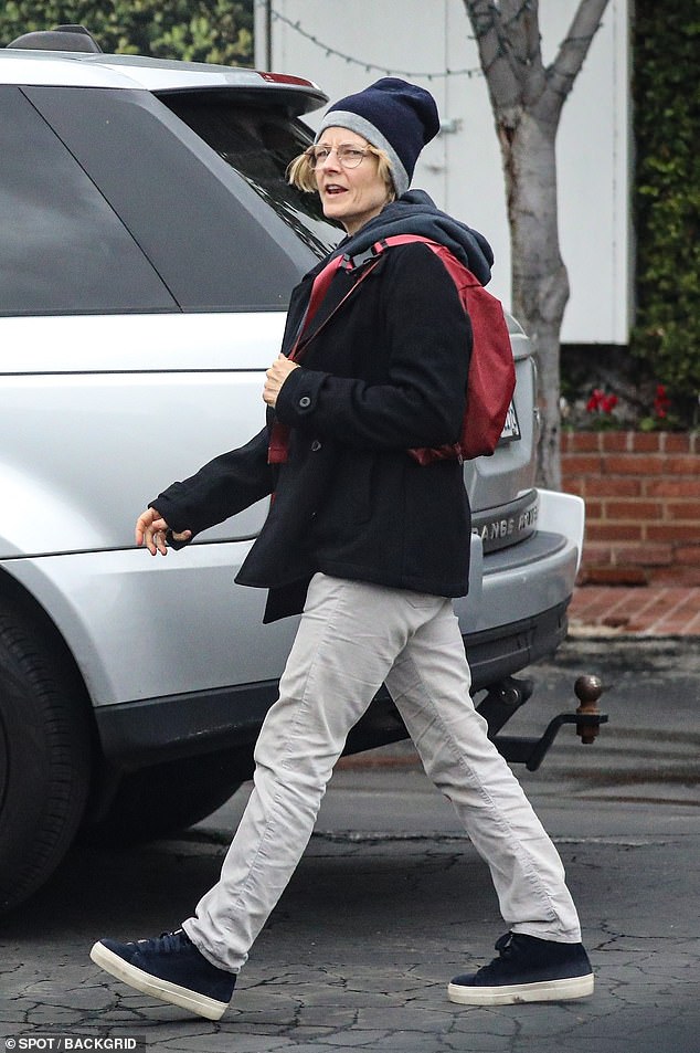 In town: Jodie Foster was spotted out and about with wife Alexandra Hedison out and about in Los Angeles on Tuesday