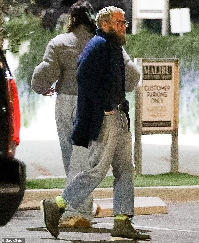 Out on the town: Jonah Hill was spotted out on a night out with some friends and his girlfriend Olivia Millar