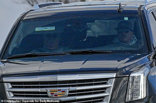 Exclusive photos from DailyMail.com show Julie, 49, arriving at the Federal Medical Center (FMC) in Lexington, Kentucky, with her father Harvey and an unknown driver in a black Cadillac Escalade.