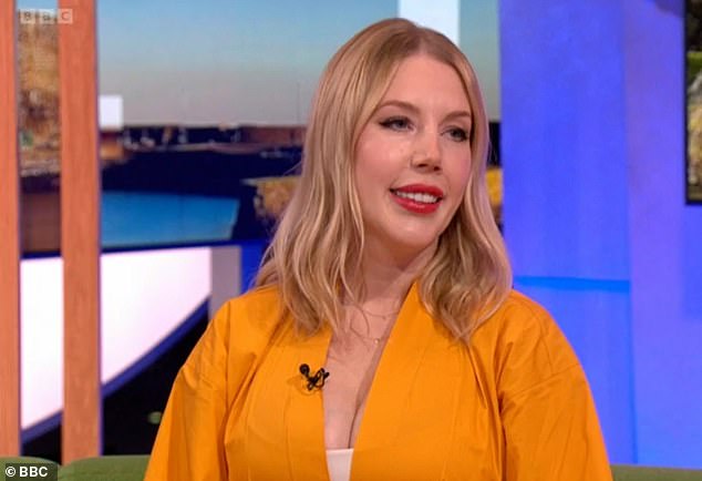 Baby bubble: Katherine Ryan joked that she's already bluesy about having another baby after seeing her three-week-old daughter Fenna Grace sleeping soundly in her husband Bobby Kootstra's arms