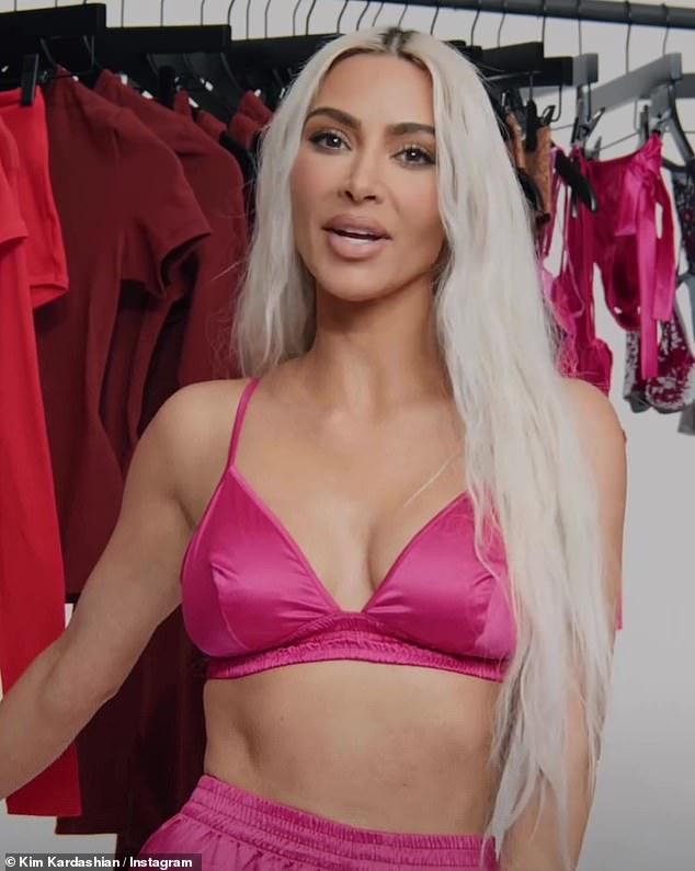 pinky!  Kim Kardashian seems to be getting in on the bubblegum pink Barbiecon trend.  The 42-year-old entrepreneur presents her new collection SKIMS for spring;  seen in a 2022 campaign