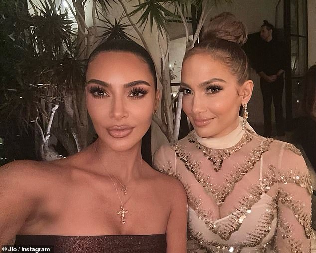 Selfies!  Kim Kardashian and Jennifer Lopez looked flawless as always when they took selfies together at her friend Anastasia Soare's anniversary party on Sunday night.