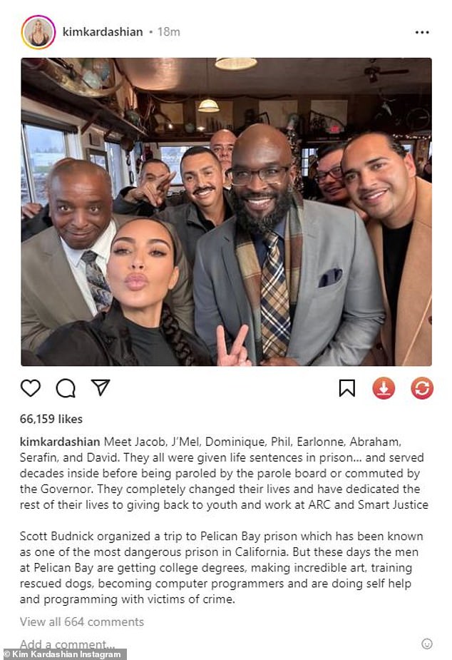 New Post: Kim Kardashian posed with a group of former inmates as she continued her judicial reform work this week