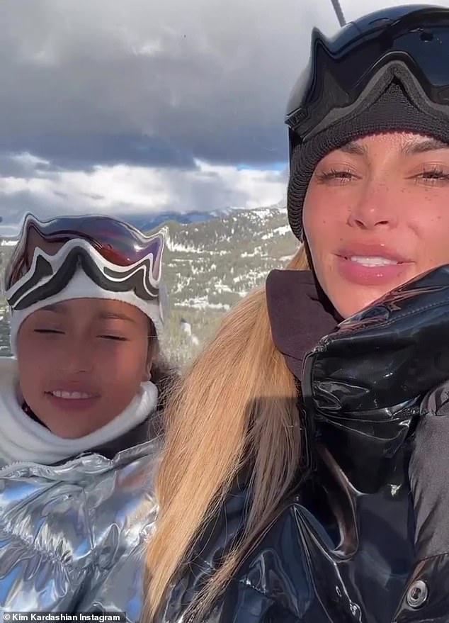 Dynamic duo: Kim Kardashian posted a sweet flashback video to Insta Stories on Friday of her and her nine-year-old daughter North riding a chairlift