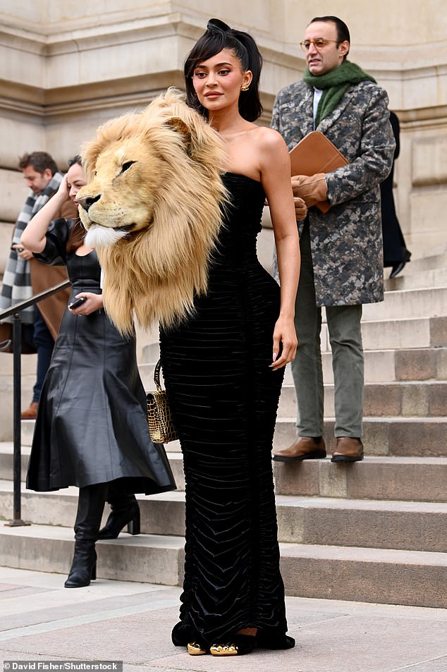 Bold: It comes after the reality star sported a massive lion's head attached to her black dress when she made a quirky appearance on the star-studded Schiaparelli show earlier in the day.