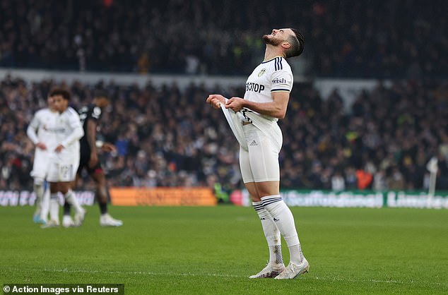 Jack Harrison reacts during his Leeds side's frustrating goalless draw at home to Brentford