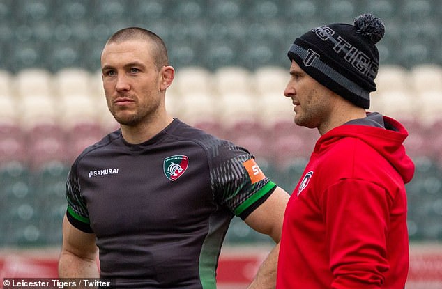 Leicester Tigers have confirmed the signing of Mike Brown (L) on a short-term deal