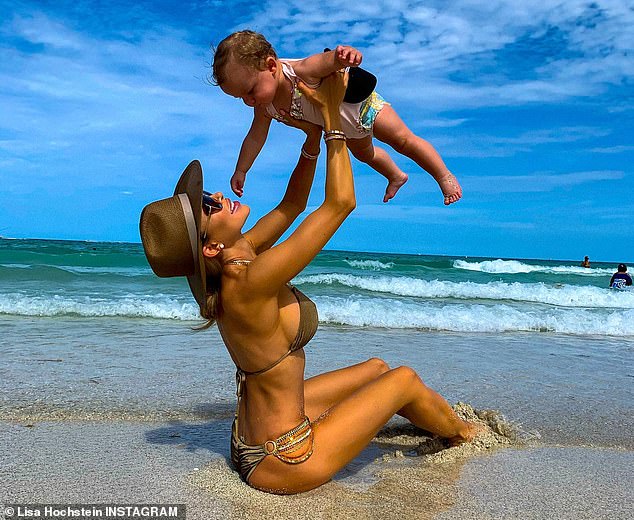 Sweet memories: Lisa Hochstein, 40, posted bikini throwback photos with her adorable daughter on Friday, sharing a happy memory after calling her husband Lenny Hochstein a 