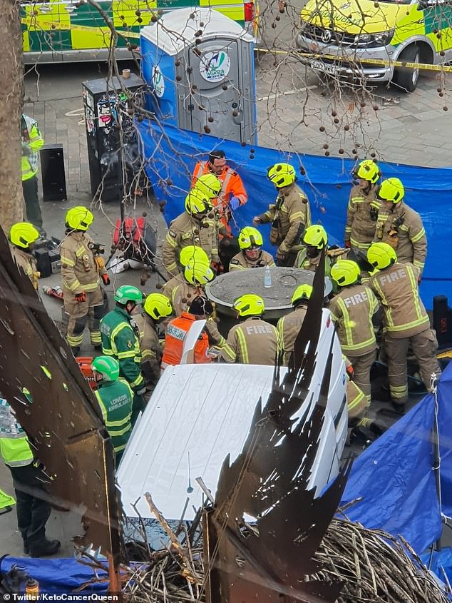 A man has been killed after being 'caught' and 'crushed' by a 'telescopic' public urinal at Cambridge Circus in central London.