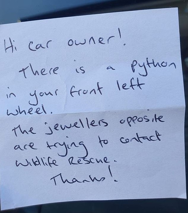 A driver was stunned after finding a note in his car warning him of an uninvited guest lurking at his wheel.