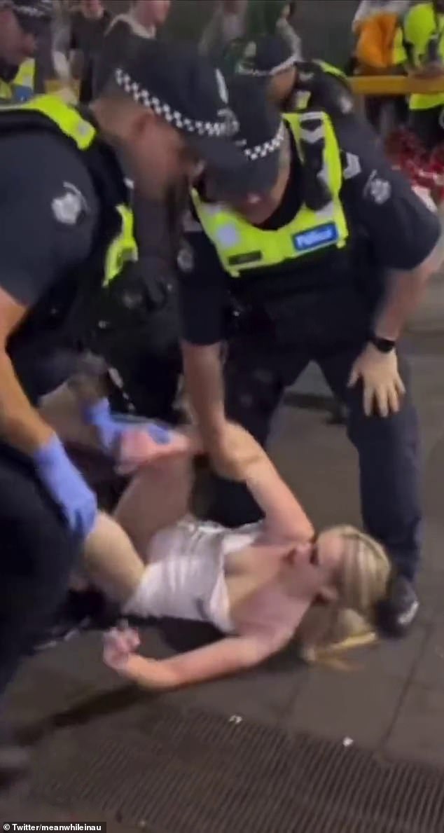 Police were involved in a wild brawl that broke out in central Melbourne in the early hours of New Year's Day.