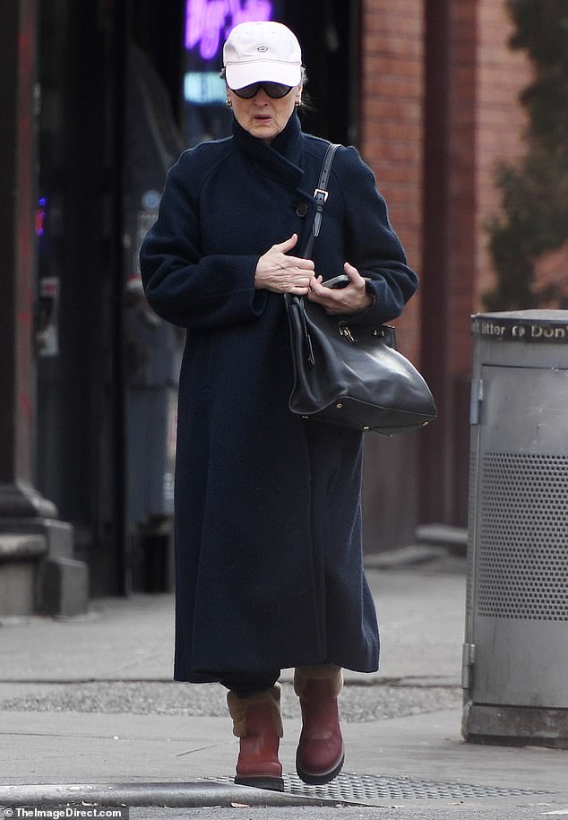 Almost unrecognizable: Meryl Streep tried to lie low this week when she stepped out for a solo stroll in New York City.