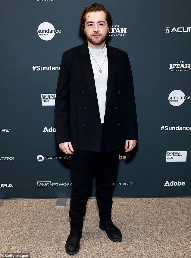 Talented: Michael Gandolfini, 23, was smartly casual when he attended the premiere of Landscape With Invisible Hand on Monday during the Sundance Film Festival in Utah.