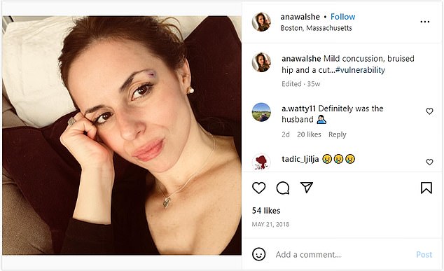 Ana Walshe, 39, posted a vulnerable photo of herself with facial injuries on May 21, 2018, but the caption was edited eight months ago.  She edited the caption to read: 