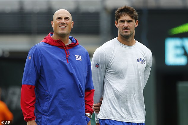 Daniel Jones (R) has improved exponentially under the guidance of Giants OC Mike Kafka (L)