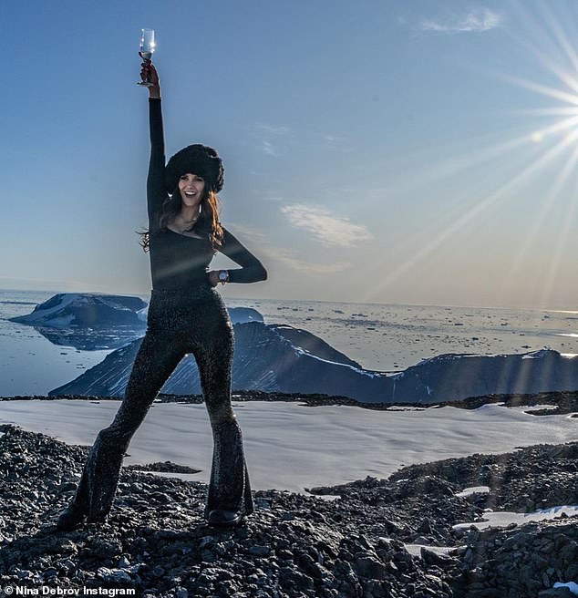 Dressed to impress: Nina Dobrev, 34, rocked a stunning ensemble as she enjoyed her lavish trip to Antarctica with her boyfriend, Shaun White, and other celebrity friends