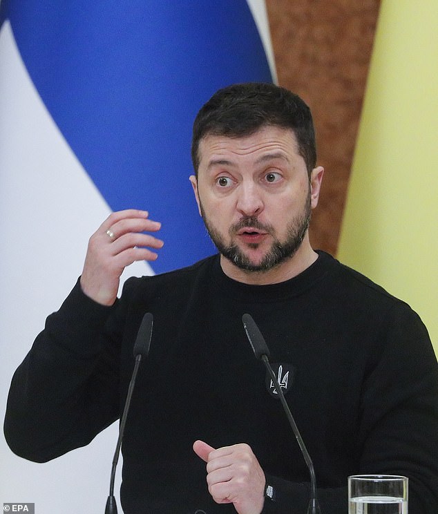 Ukraine's President Volodymyr Zelensky speaks at a news conference in Kyiv, Ukraine, on January 24, 2022.