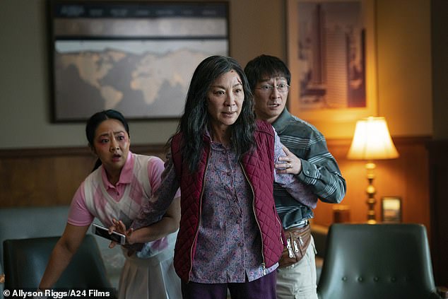 Michelle Yeoh in Everything, Everywhere, All At Once.  The film has swept awards season so far