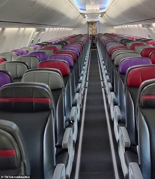 Virgin passenger Robbie Allen was the only passenger on board a flight from Sydney to Fiji in January 2022 (empty flight pictured)