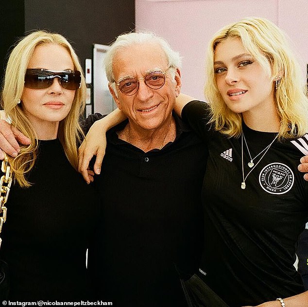 Nelson Peltz is pictured with his wife Claudia (left) and daughter Nicola (right), who is married to Brooklyn Beckham.  The Florida-based businessman is now trying to secure a seat on the Disney board.