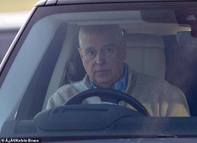 Prince Andrew, 62, was seen driving his Range Rover this morning, just hours before his former friend Ghislaine Maxwell covered up to speak from behind bars.