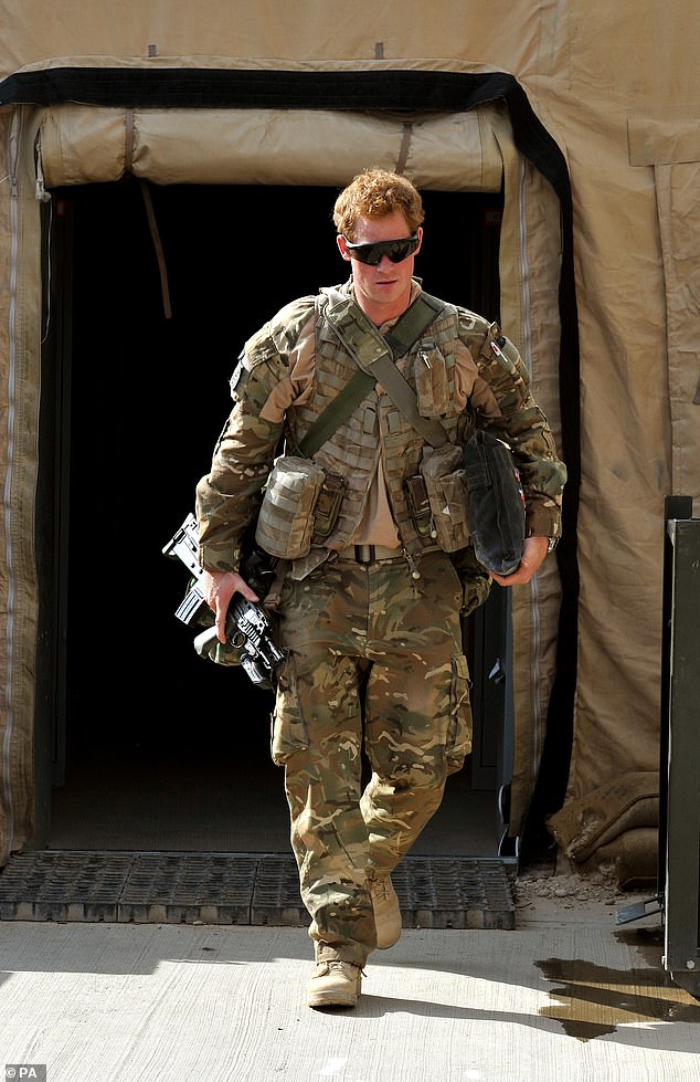 Harry pictured during his second tour of duty at Camp Bastion, southern Afghanistan, in 2012