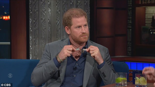 Prince Harry showed off the necklace he said William broke in 2019 on Tuesday night.