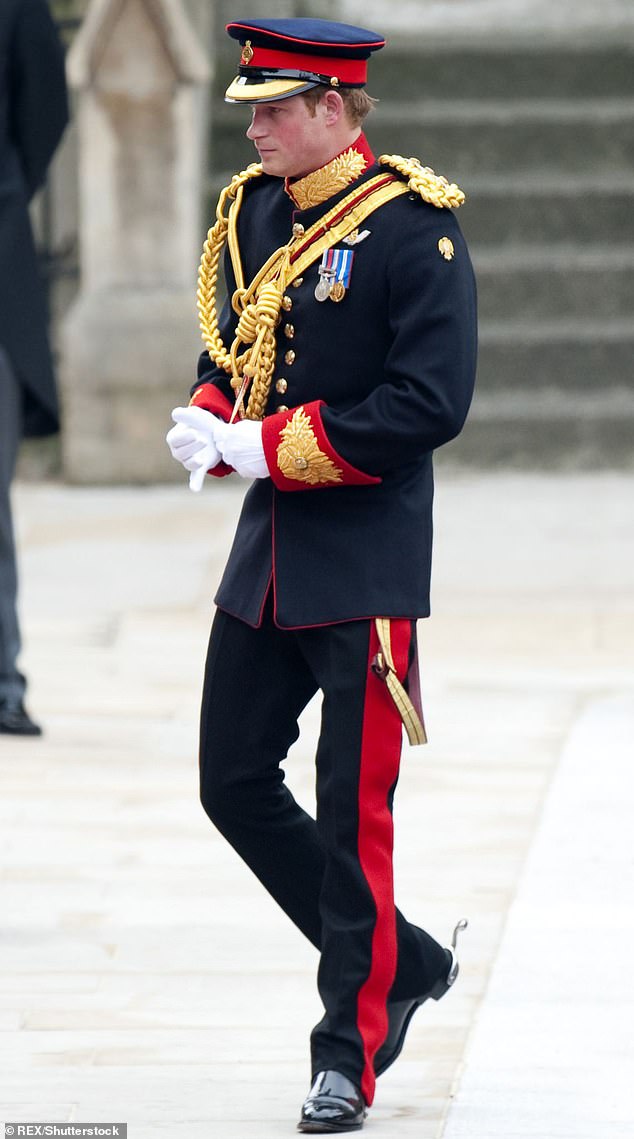 Prince Harry has sensationally claimed that he was forced to accept his brother's 'blatant lie' that he was best man at their 2011 wedding (pictured above in Westminster Abbey).