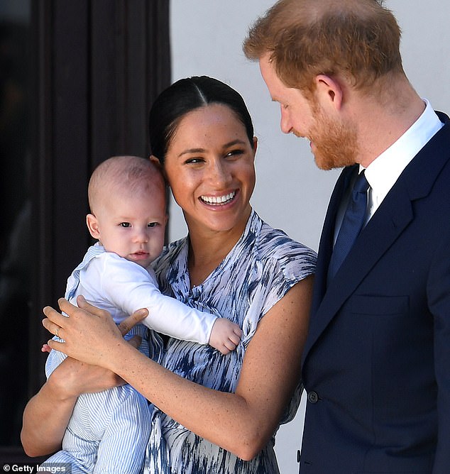 Prince Harry sought help from a medium who said Princess Diana was 'laughing' at Archie breaking an ornament of the late queen.  The Duke and Duchess of Sussex pictured with Archie in 2019