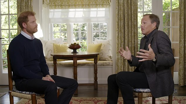 Days earlier, seven viewers had seen Harry's meeting with his good friend Tom Bradby (right), which was recorded for ITV and distributed worldwide.