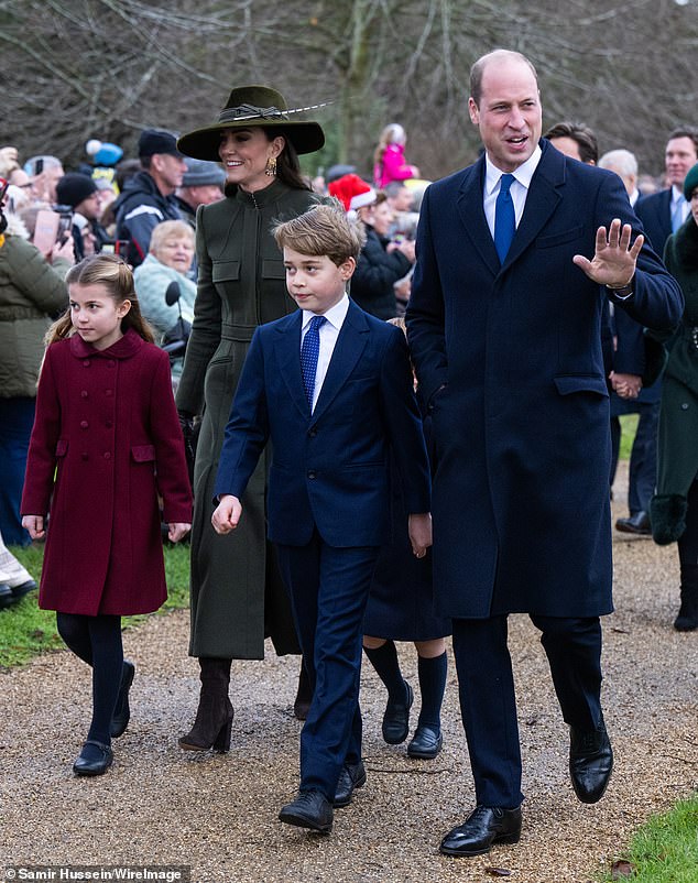 The Prince and Princess of Wales enjoyed a family outing to Lapland, UK, with their two eldest children, Prince George and Princess Charlotte (pictured together on Christmas Day)