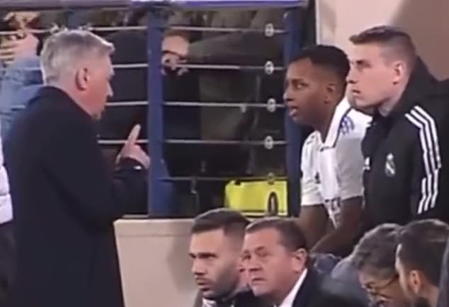 Real Madrid manager Carlo Ancelotti gave Rodrygo a reprimand in their win over Villarreal.