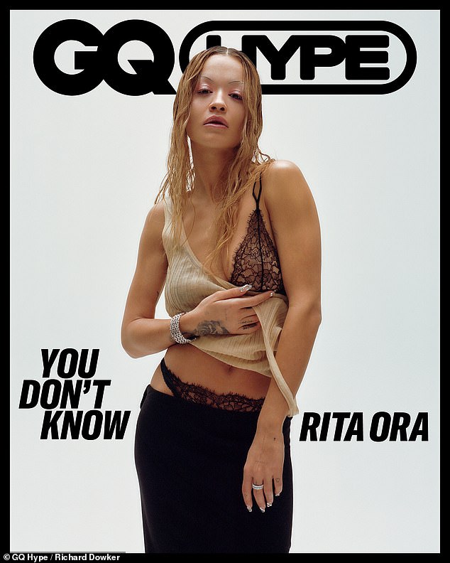 'My life just got better': Rita Ora showed off her sheer lace underwear for an edgy fashion shoot for GQ Hype while discussing her marriage to director Taika Waititi