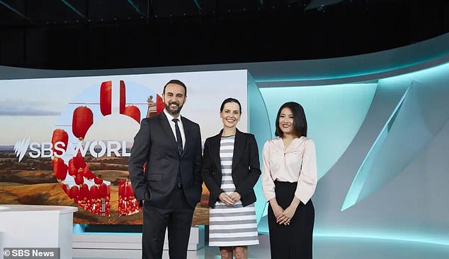 SBS's 24-hour news channel WorldWatch turned out to be a flop with viewers, the Sydney Morning Herald reported on Friday Pictured: SBS CEO James Taylor (left) with SBS newsreaders , Ali Bahnasawy and Rena Li