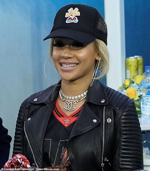 Sweet Sunday: Saweetie, 29, rocked a black leather biker jacket on Sunday, leading the celebs at a star-studded soccer game in Los Angeles