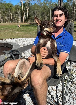 Like father, like son, 20-year-old Blake Noll (pictured) took to the streets on Thursday alongside his famous father Shannon, 47, to busk in Tamworth, New South Wales.