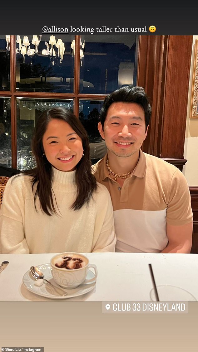 Dinner: Simu Liu and her partner Allison Hsu visited the exclusive Club 33 restaurant at Disneyland on Sunday night.