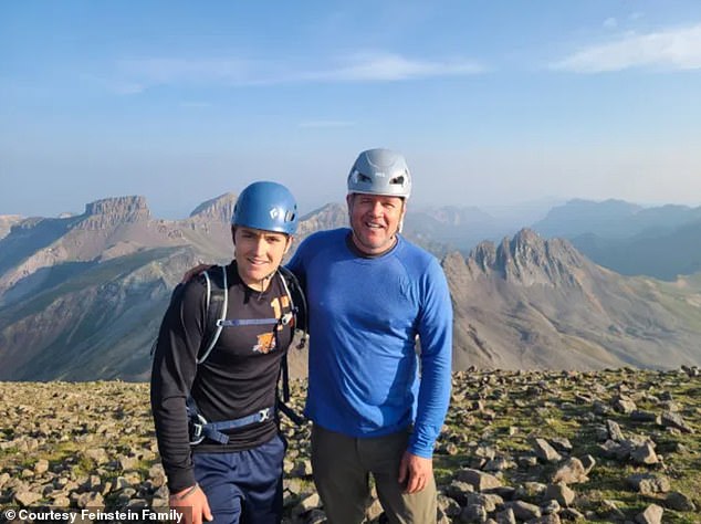 Nick (left) Feinstein and his father Andy (right) Feinstein were outdoorsmen who enjoyed camping, hiking, fishing and skiing together.  Nick died in the mountains of Colorado on December 31.