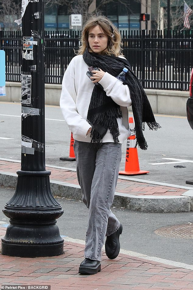 Casual cool: Suki Waterhouse, 31, was spotted arriving in Boston for her sold-out concert at The Paradise Rock Club on Sunday