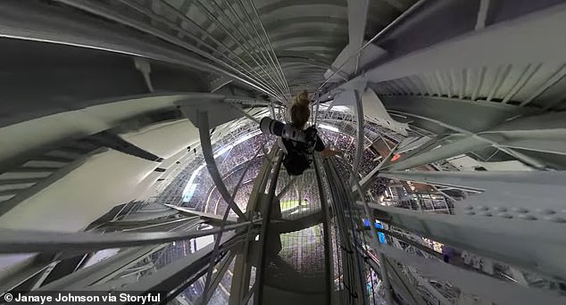 A Minnesota Vikings photographer was hundreds of feet above the action to get the best shot.