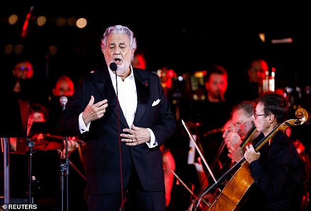 Spanish opera singer Plácido Domingo performs during the Joseph Calleja 25th anniversary concert at Fort Manoel on Manoel Island in Valletta's Marsamxett harbor in Malta in 2022