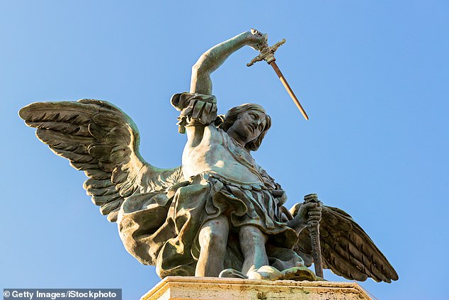 Saint Michael is usually seen carrying a sword due to his Catholic affiliations to protect the heavenly realm from paganism and the devil.