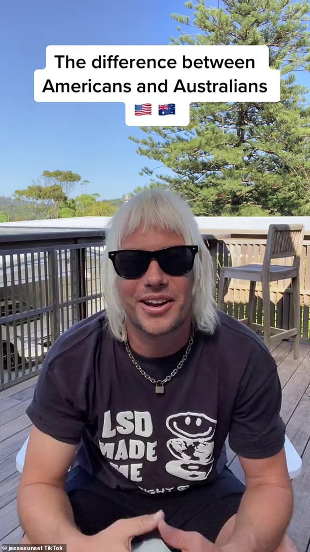 A TikTok star has revealed the major differences between life in Australia and the US, sharing how the two countries have vastly different dating tastes and cultures.  Jesse Sunset pictured