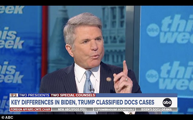 Rep. Michael McCaul, chairman of the House Foreign Affairs Committee and a member of the Homeland Security panel, suggested that President Joe Biden's classified documents scandal could be as big as Watergate.