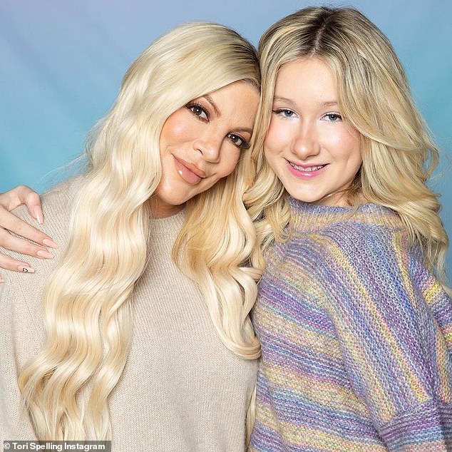 In recovery: Tori Spelling's daughter Stella has returned home from the hospital and is 'feeling so much better' after being diagnosed with a migraine attack so severe it could be mistaken for a stroke.