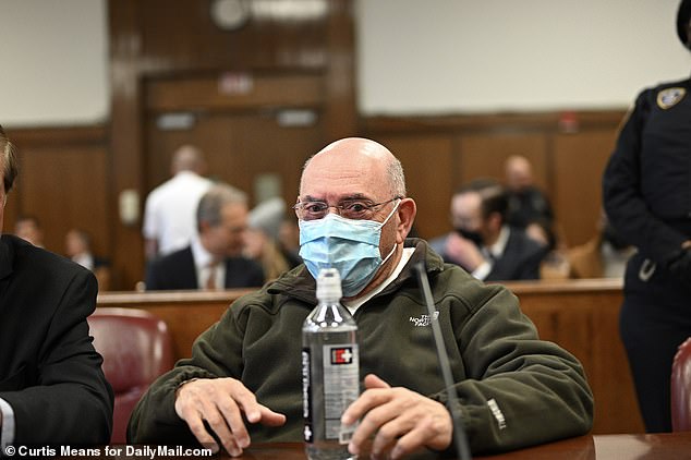 Longtime Trump Organization chief financial officer Allen Weisselberg has been jailed for five months for evading taxes on $1.7 million in employment benefits.  He is pictured in a Manhattan court Tuesday before being put behind bars.