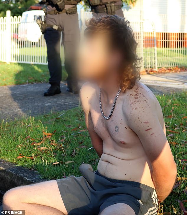 Two teenagers and a man were arrested for the alleged murder of Michael Kerr in Nowra last year (one of the arrests pictured)