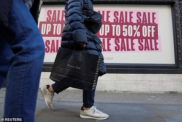 Downturn: Figures from the ONS showed UK retail sales fell again last month as shoppers become increasingly aware of buying festive items