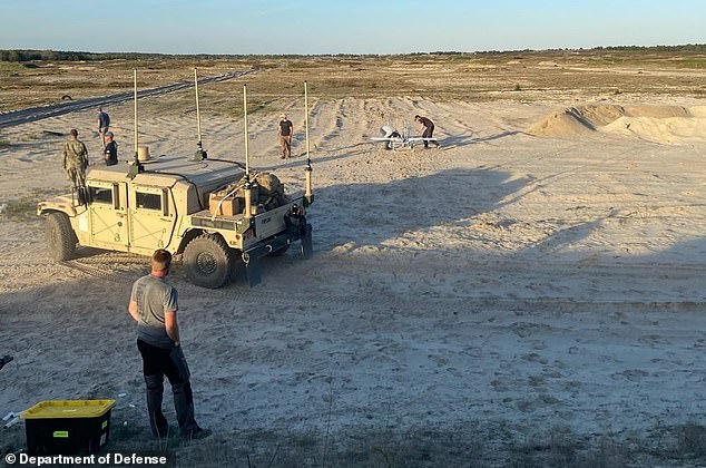 US Air Force Europe personnel provide training to Ukrainian military personnel on the use of UAVs at an undisclosed site in October.  The United States launched a new expanded training program for Ukrainian forces on Sunday.